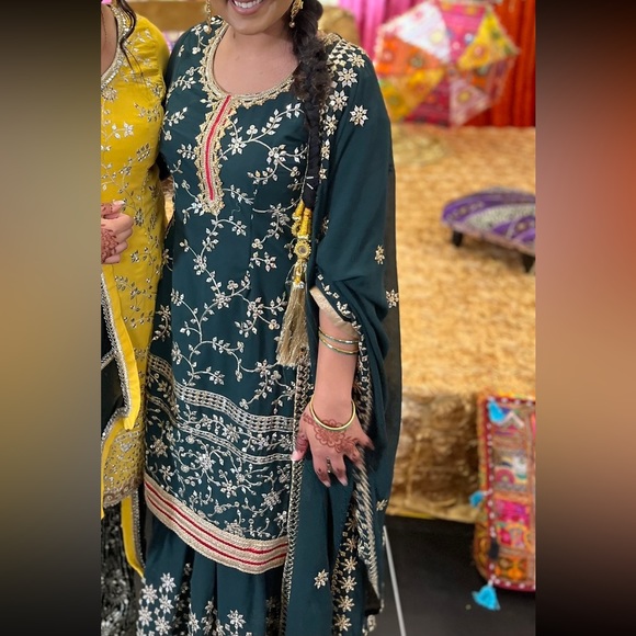 Indian Dresses & Skirts - Green Sharara Suit